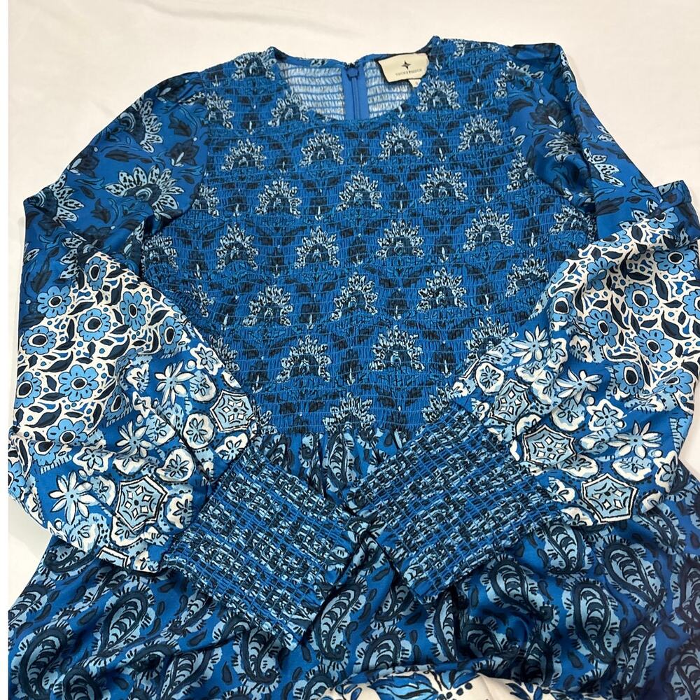 Tuckernuck Women’s Small Dewberry Blues Libby Midi Dress Formal Smocked Cottage - Picture 4 of 8